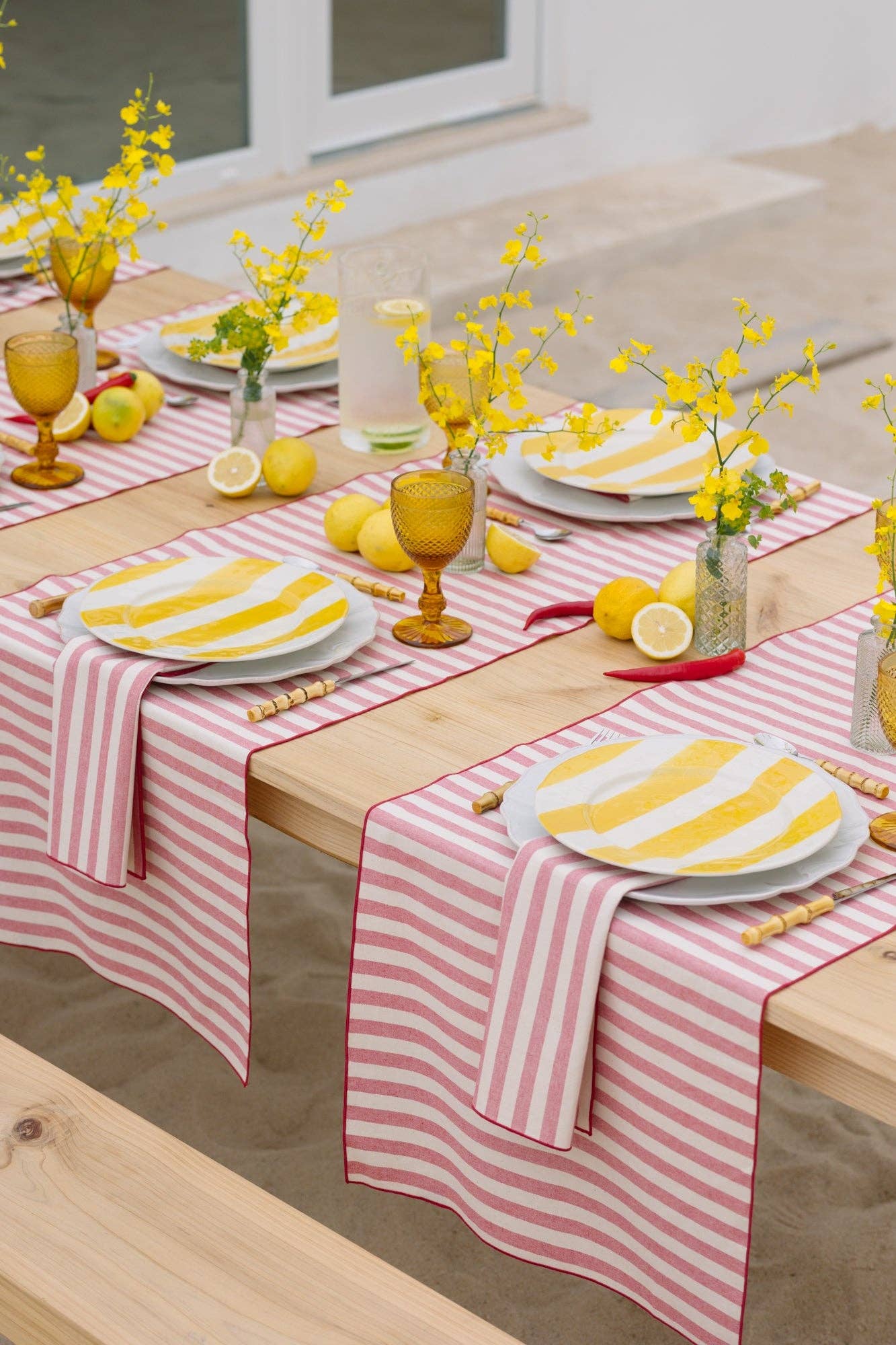 Portugal Red Striped Table Runner
