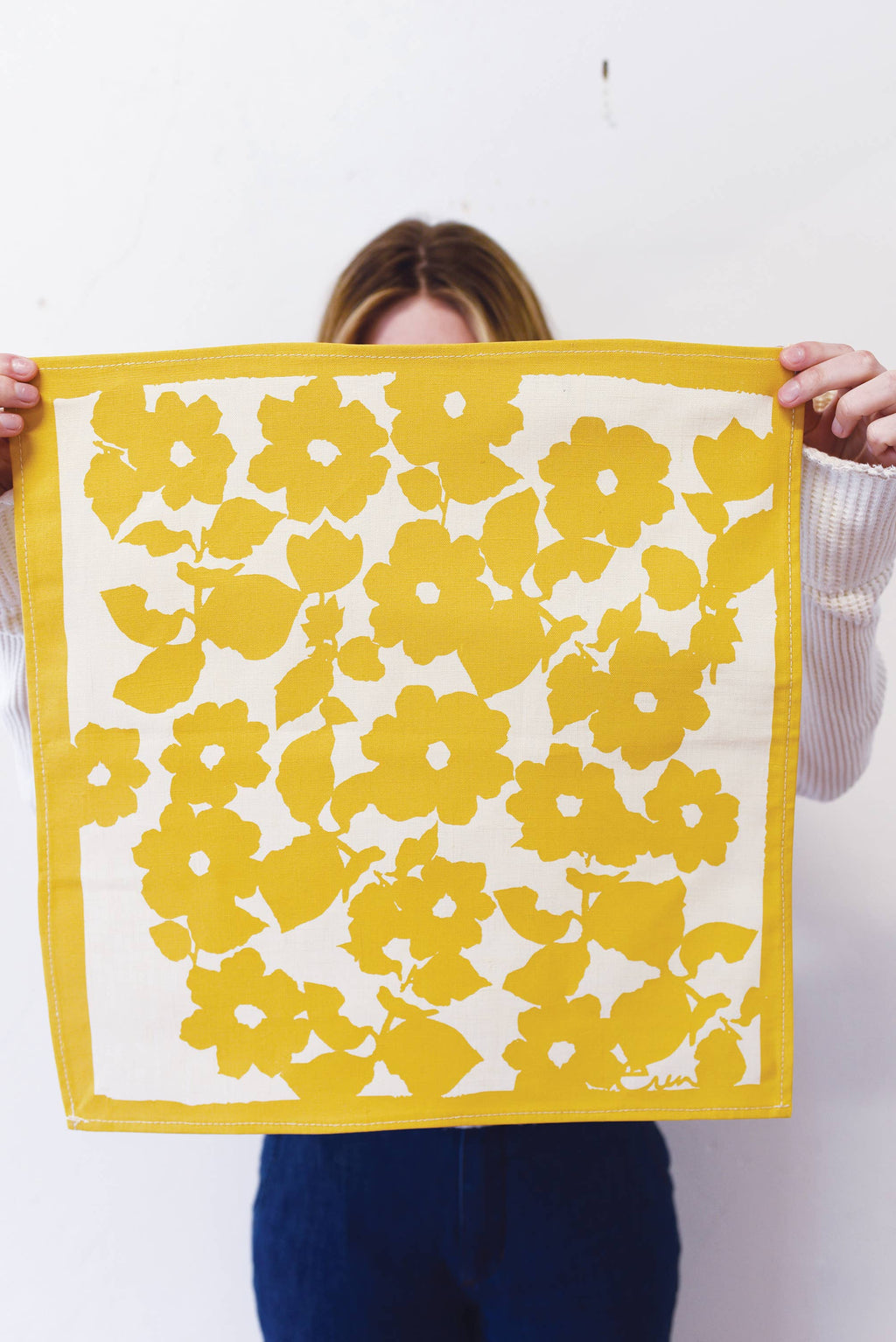 Set of 2 Hand Printed Linen Napkins in new ANITA pattern: Orange