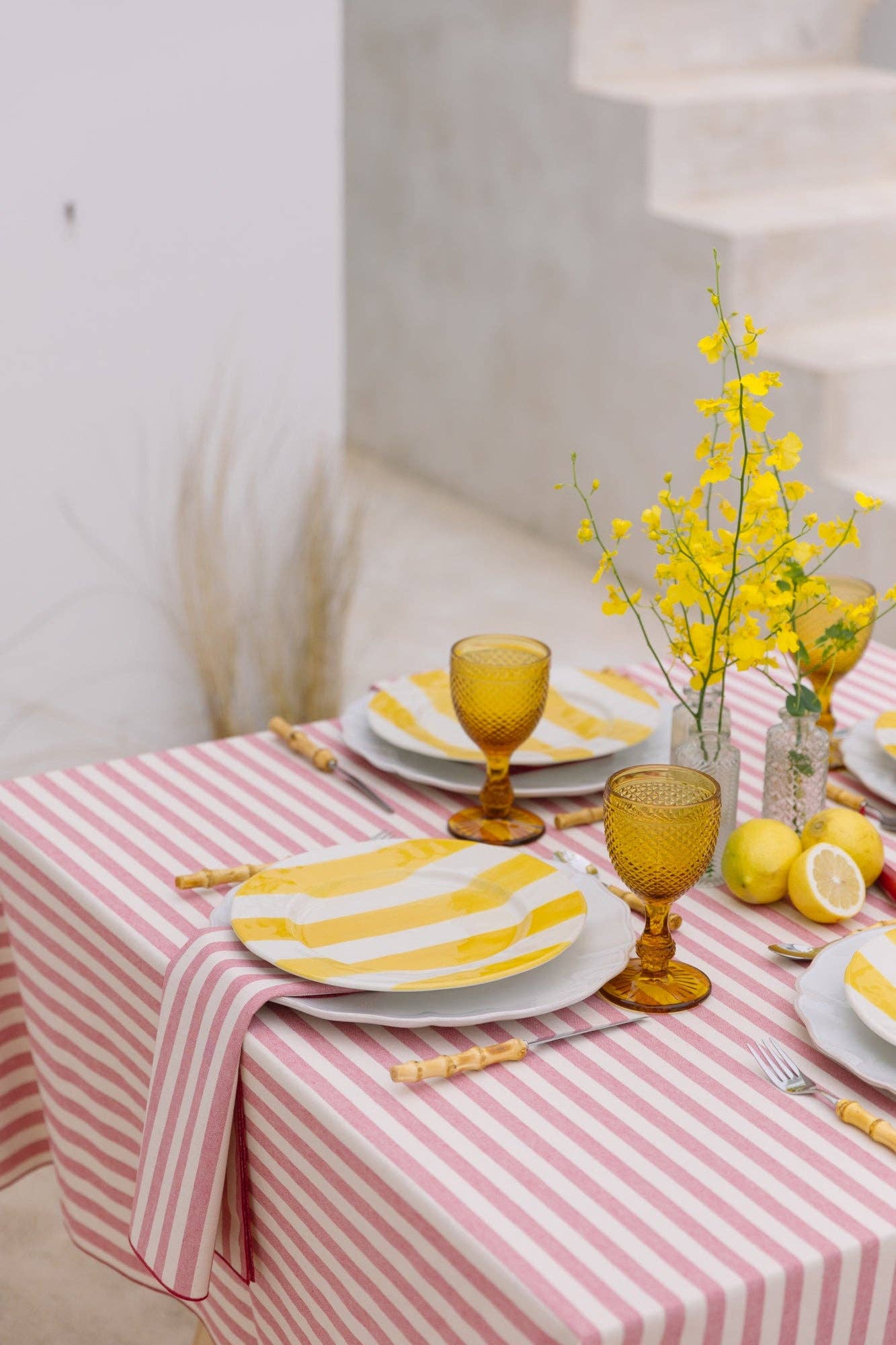 Portugal Red Striped Square Tablecloth