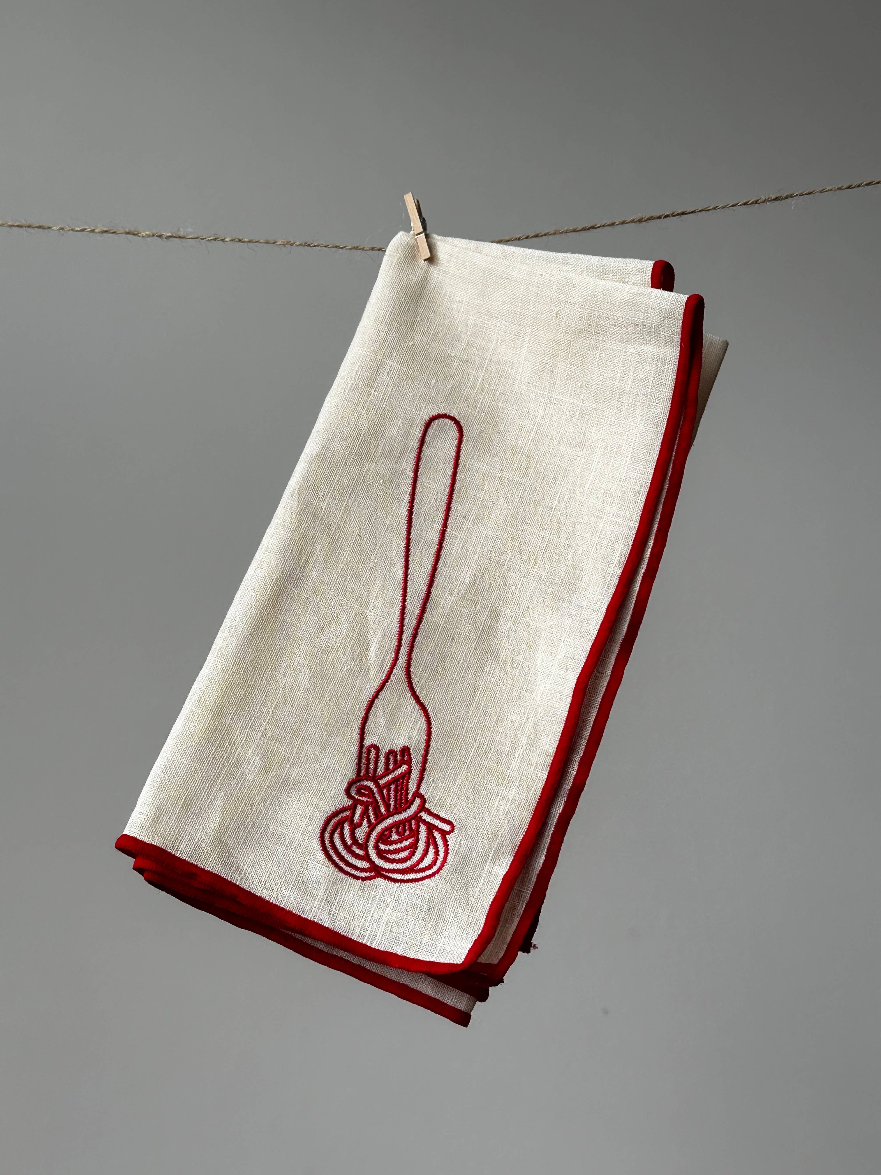 Spaghetti Linen Blend Napkins -Set of 2