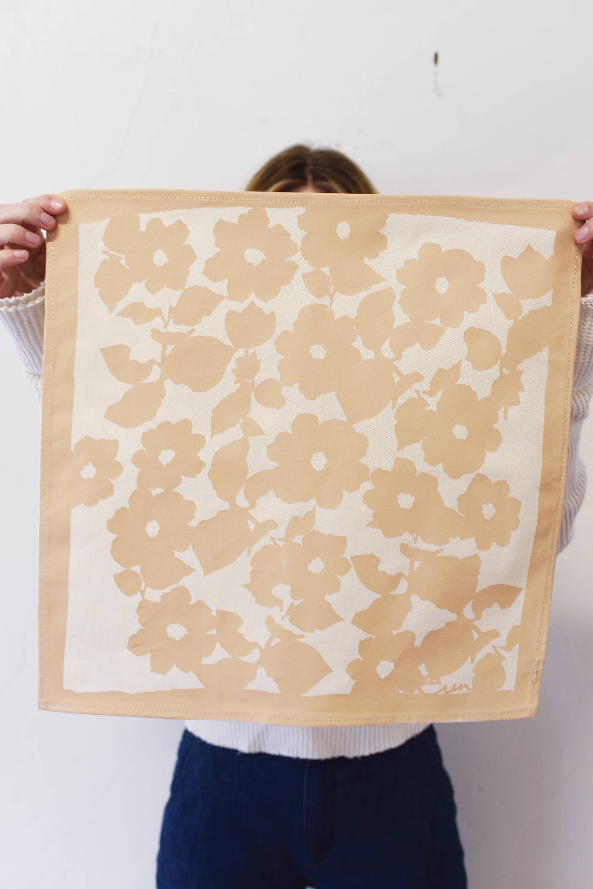 Set of 2 Hand Printed Linen Napkins in new ANITA pattern: Orange