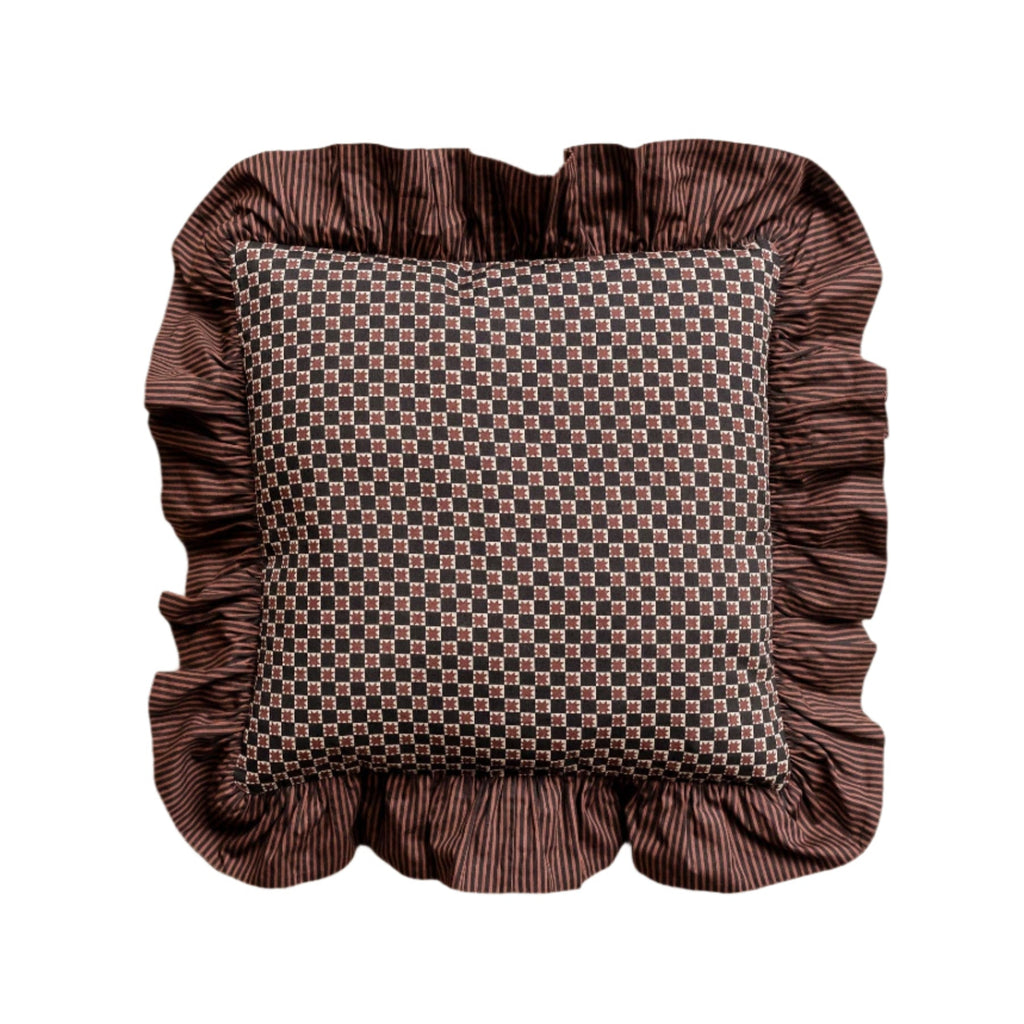 Reversible Brown Celestial Stripe Pillow Cover in Sustainable Cotton
