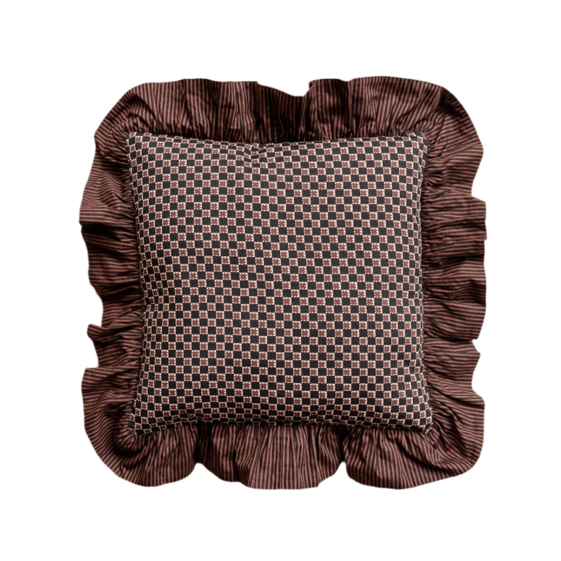 Reversible Brown Celestial Stripe Pillow Cover in Sustainable Cotton