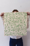 Set of 2  Hand Printed Linen Napkins in new ASTER pattern: Green