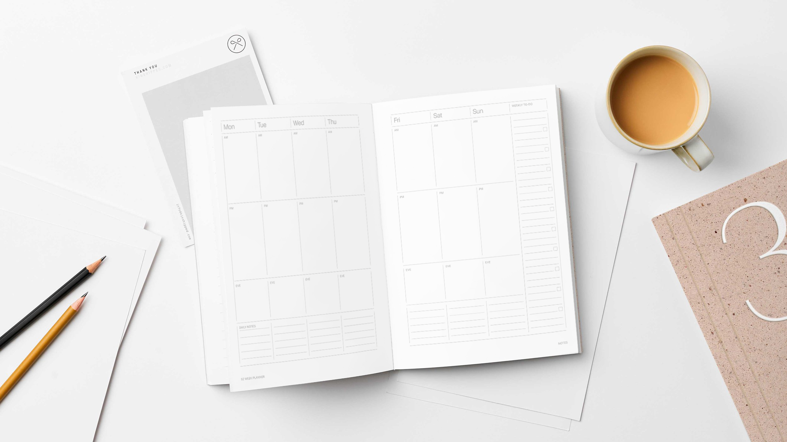 Coral Undated Weekly Planner