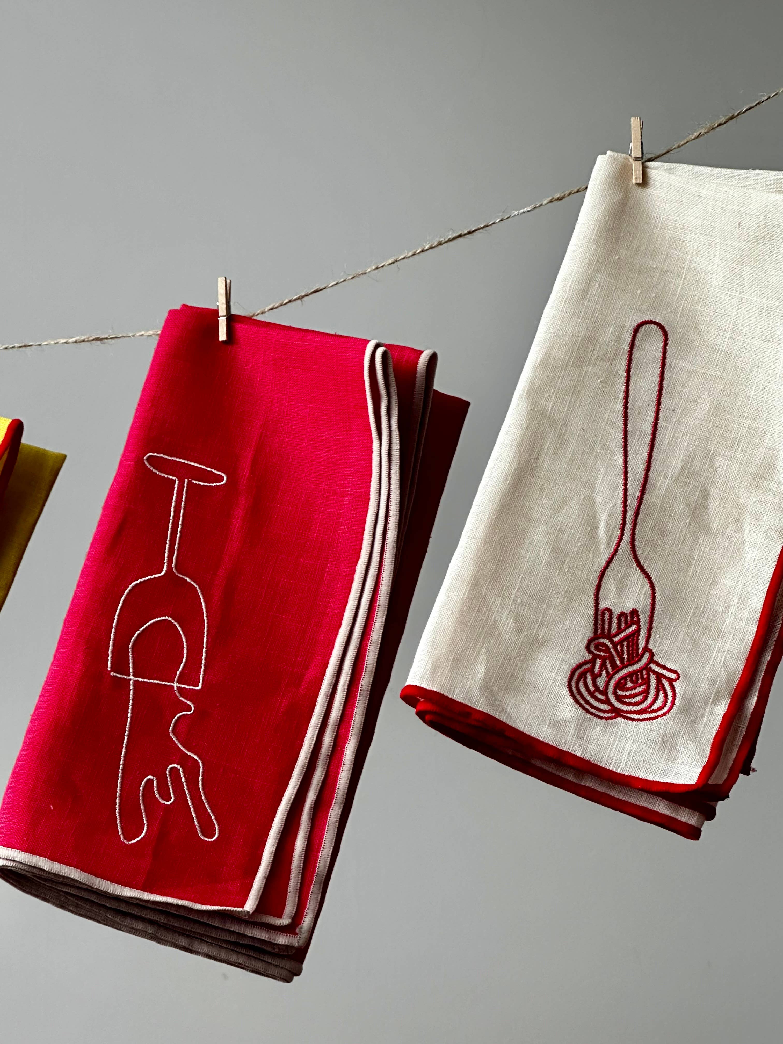 Spaghetti Linen Blend Napkins -Set of 2
